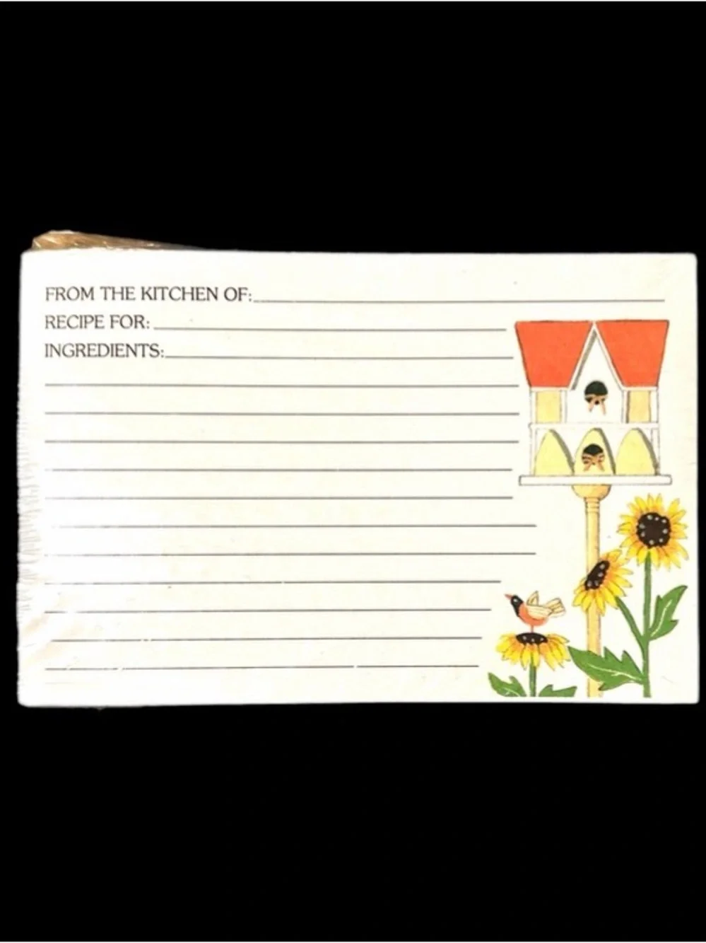 Sunflower Birdhouse Recipe Cards - Yellow & Orange